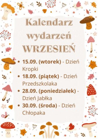 Kalendarz wydarzeń WRZESIEŃ